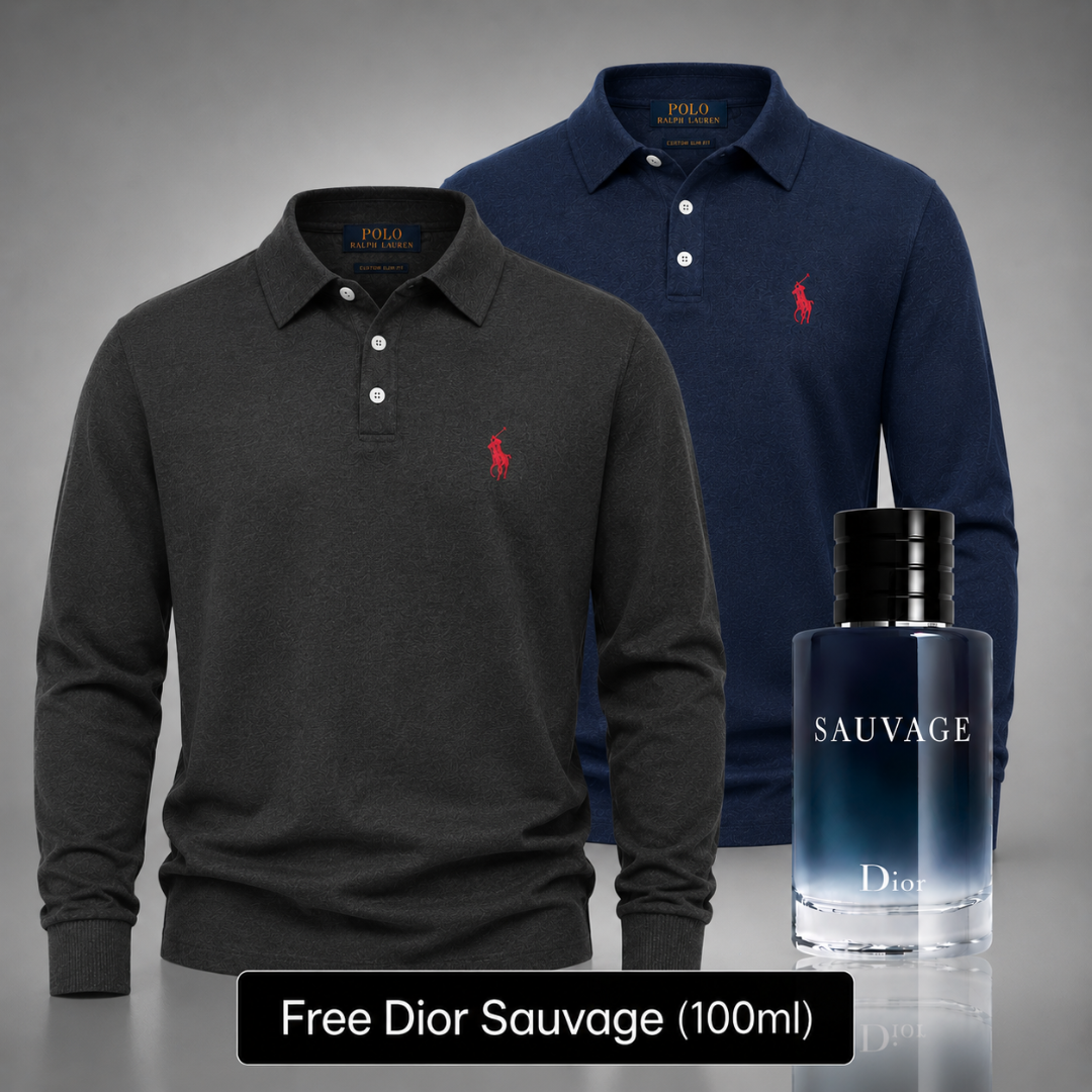 Set of 2 Ralph Lauren Long-Sleeve Polo Shirts – Get a Free Sauvage Dior (100 ml)