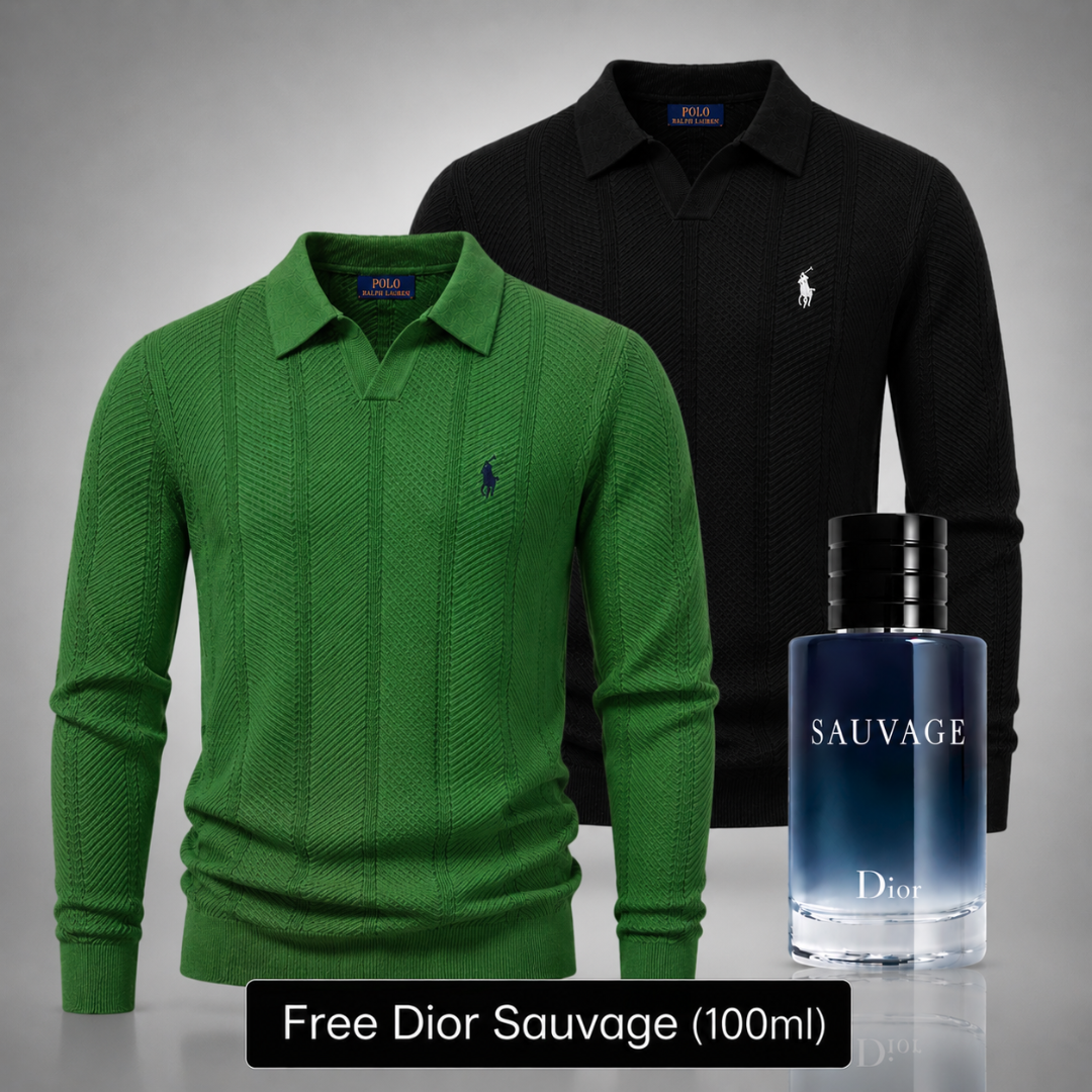 Set of 2 Ralph Lauren Knit Polo Sweaters – Get a Free Sauvage Dior (100 ml)