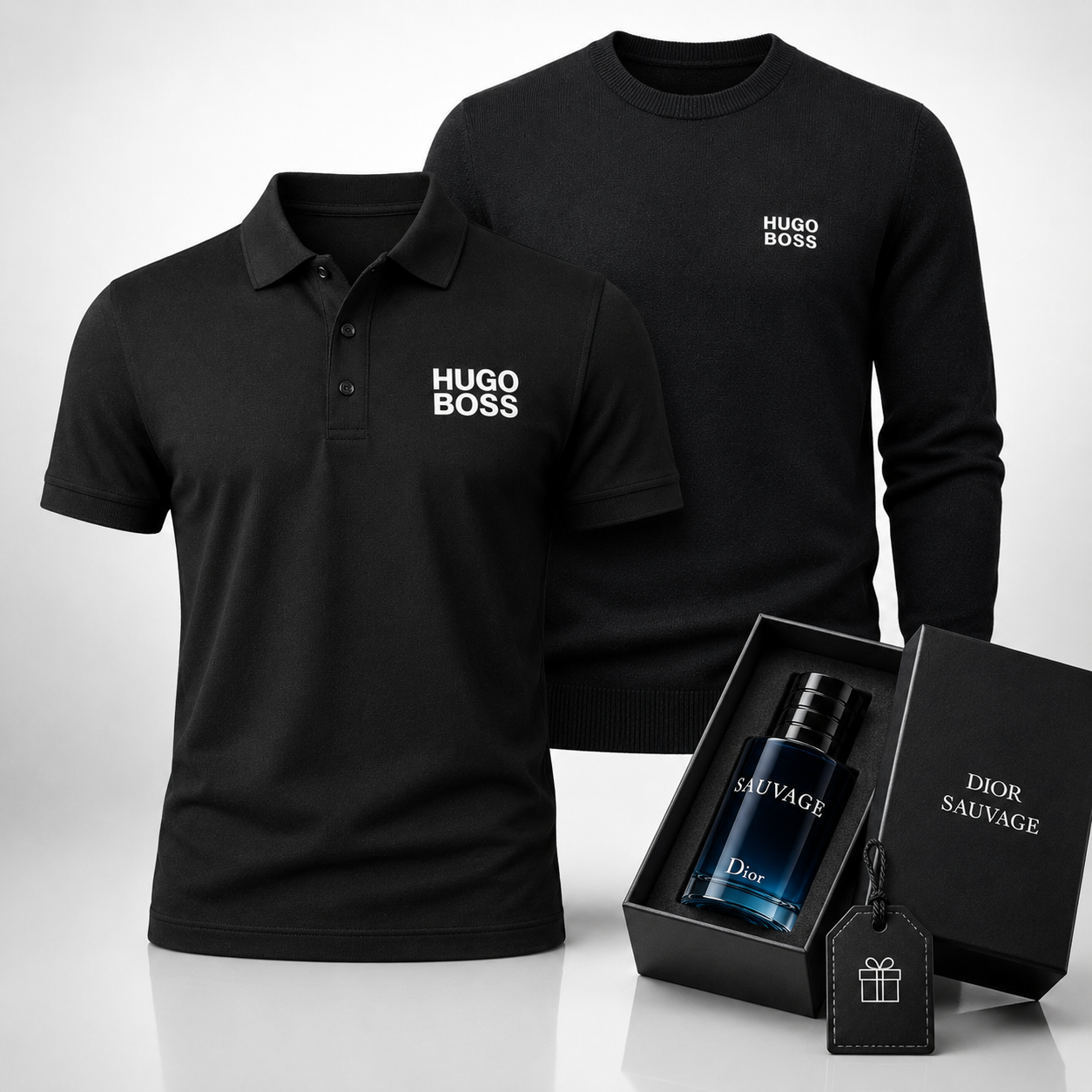 Hugo Boss Set: Polo Shirt + Sweater – Includes a Free Dior Sauvage (100 ml)