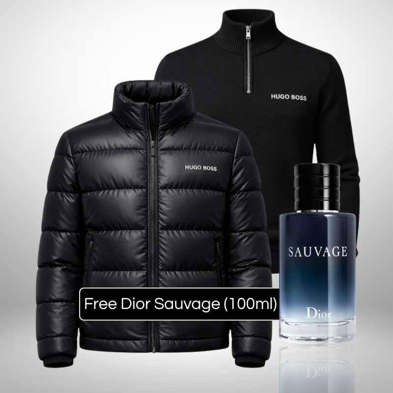 HUGO BOSS Set: Puffer Jacket + Wool Turtleneck Sweater – Get a Free Sauvage Dior (100 ml)