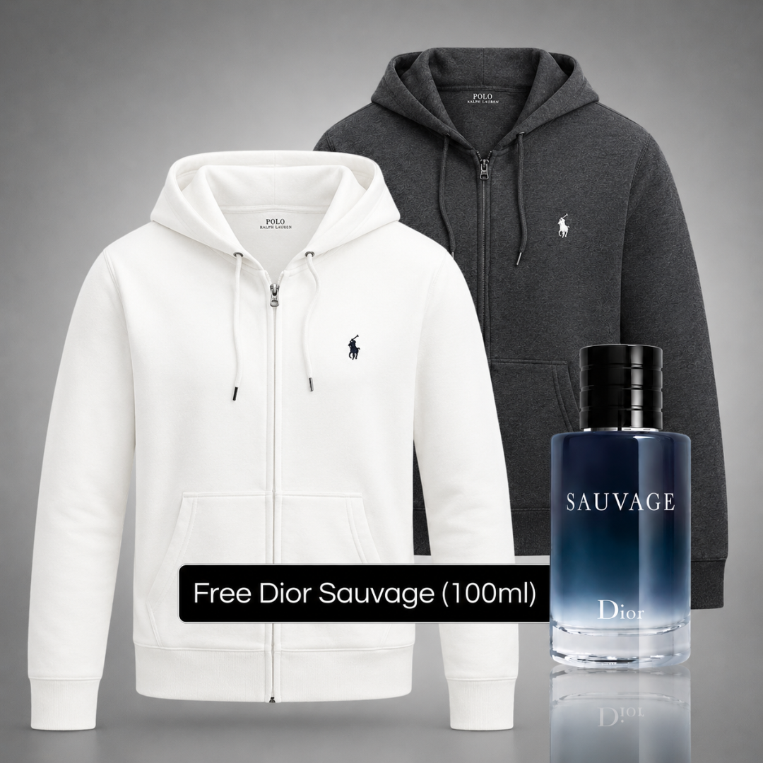 Set of 2 Ralph Lauren Zip-Up Hoodies – Get a Free Sauvage Dior (100 ml)