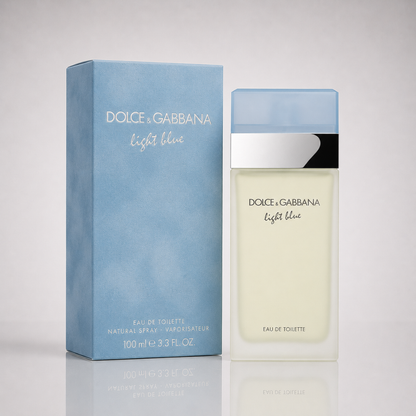 Combo of 3 women’s perfumes – La Vie Est Belle by Lancôme, Mademoiselle by Chanel, and Light Blue by Dolce & Gabbana