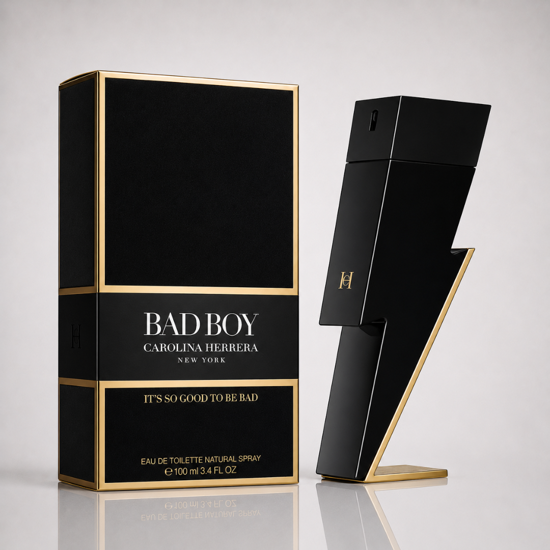 Combo of 3 men’s perfumes – Bad Boy by Carolina Herrera, 212 VIP Black by Carolina Herrera, and Invictus by Paco Rabanne