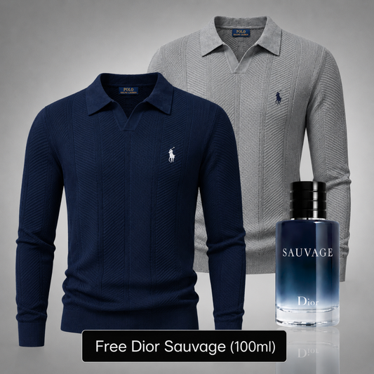Set of 2 Ralph Lauren Knit Polo Sweaters – Get a Free Sauvage Dior (100 ml)