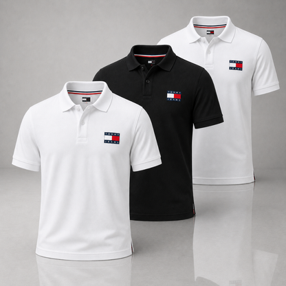 Set of 3 Tommy Hilfiger Polo Shirts – Get a Free Sauvage Dior (100 ml)