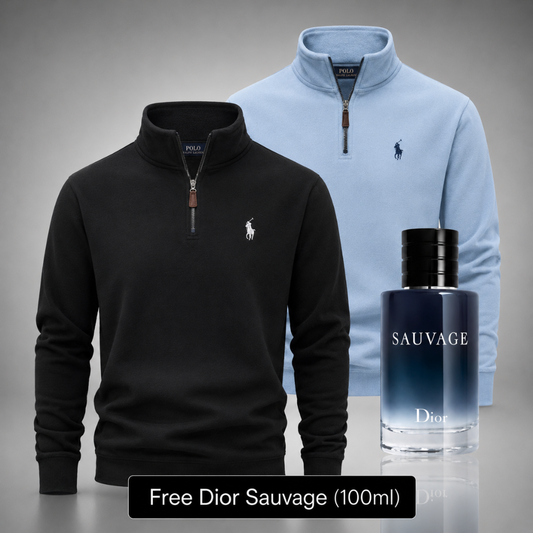 Set of 2 Ralph Lauren Men’s Wool Sweaters – Get a Free Sauvage Dior (100 ml)