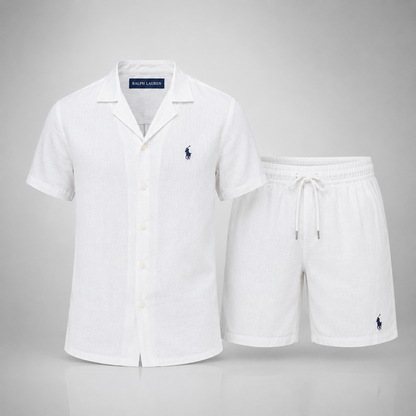 Ralph Lauren Set: Polo Shirt + Linen Shorts – Includes a Free Dior Sauvage (100 ml)