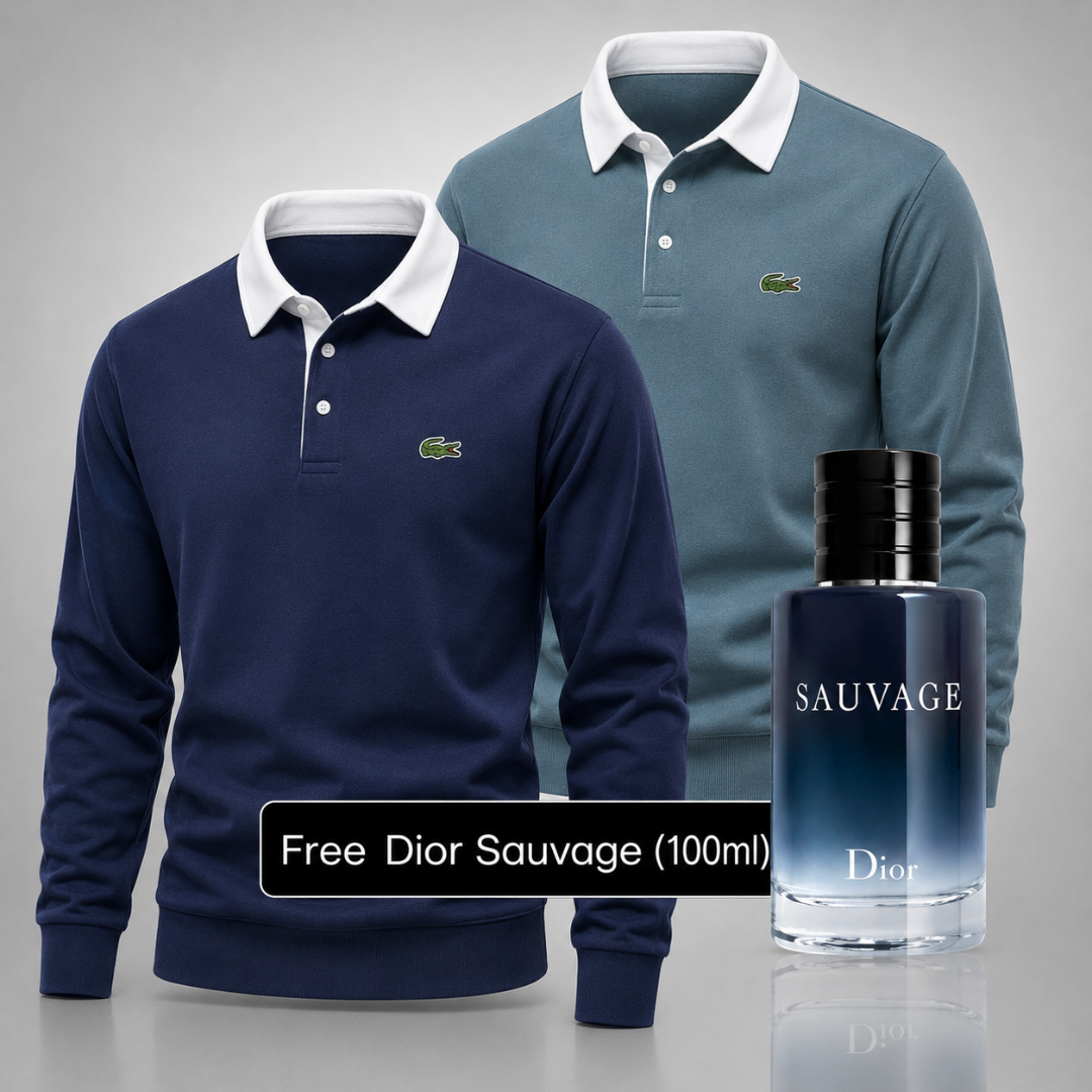 Set of 2 Lacoste Polo Sweaters – Get a Free Sauvage Dior (100 ml)
