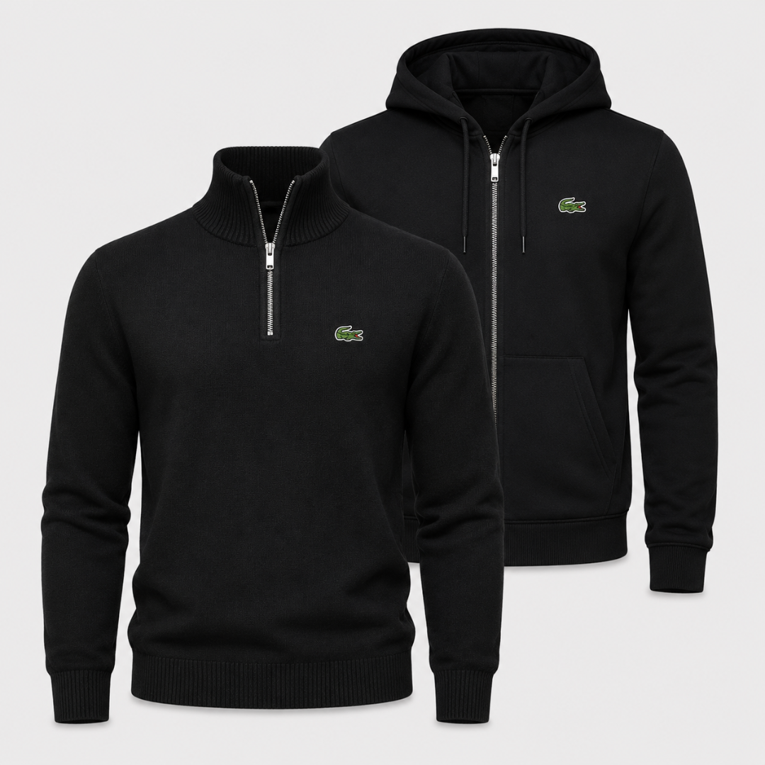 Lacoste Set: Half-Zip Pullover + Winter Jacket