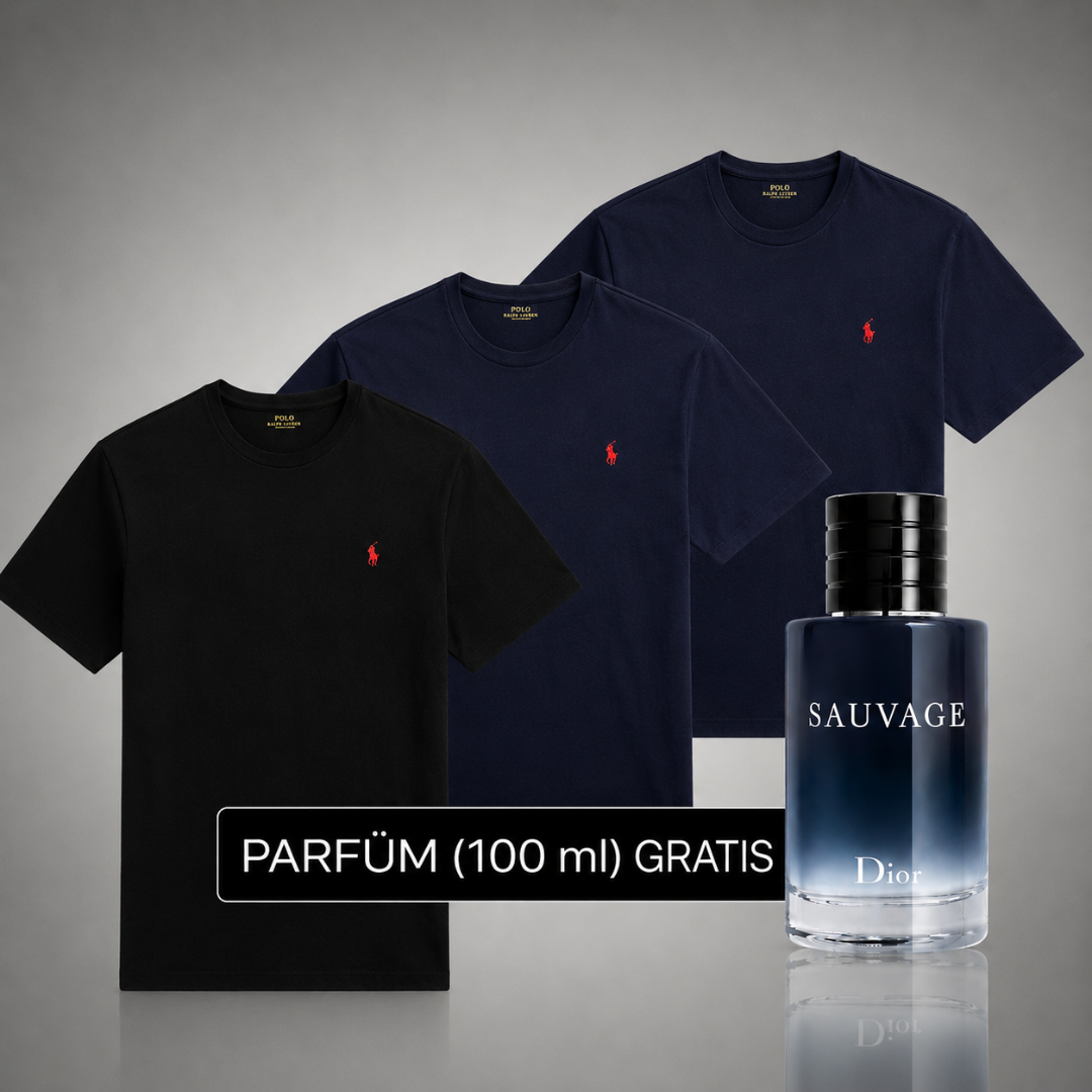 Set of 3 Ralph Lauren Basic Polo Shirts – Get a Free Sauvage Dior (100 ml)