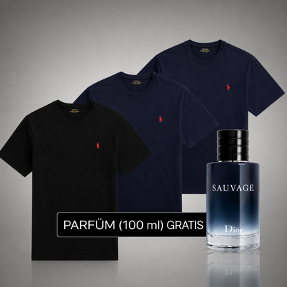 Set of 3 Ralph Lauren Basic Polo Shirts – Get a Free Sauvage Dior (100 ml)