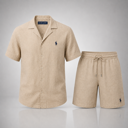 Ralph Lauren Set: Polo Shirt + Linen Shorts – Includes a Free Dior Sauvage (100 ml)