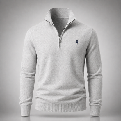 Elegant Ralph Lauren Half-Zip Knit Sweater with High Collar