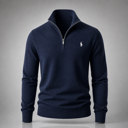 Elegant Ralph Lauren Half-Zip Knit Sweater with High Collar
