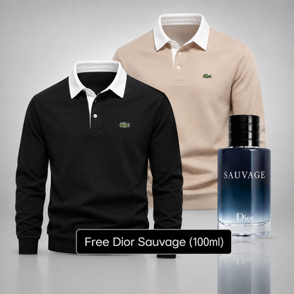 Set of 2 Lacoste Polo Sweaters – Get a Free Sauvage Dior (100 ml)