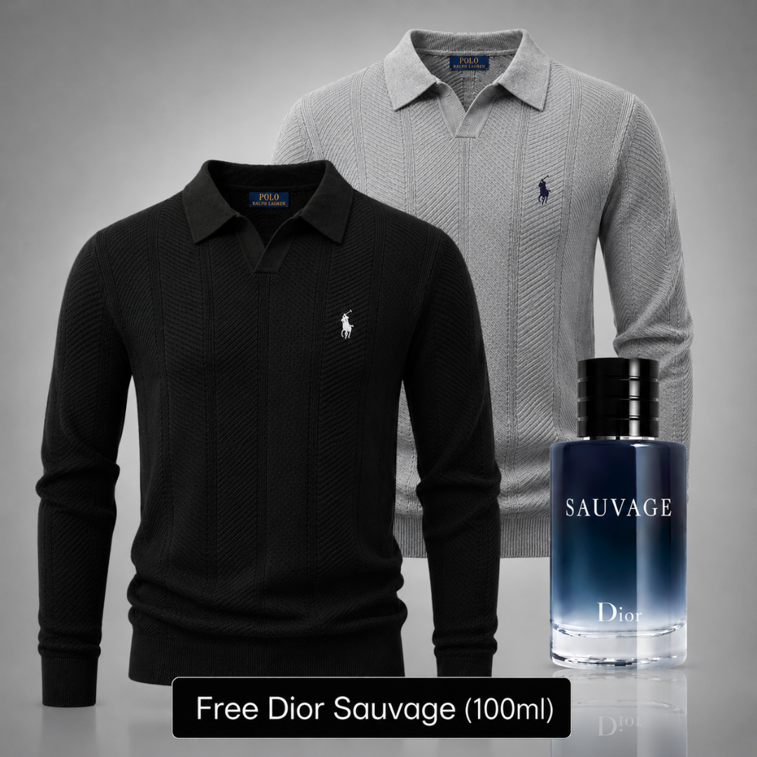 Set of 2 Ralph Lauren Knit Polo Sweaters – Get a Free Sauvage Dior (100 ml)