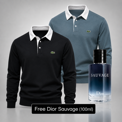 Set of 2 Lacoste Polo Sweaters – Get a Free Sauvage Dior (100 ml)