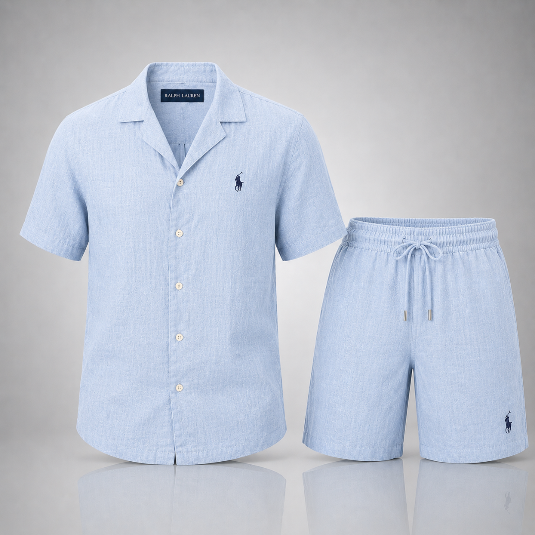 Ralph Lauren Set: Polo Shirt + Linen Shorts – Includes a Free Dior Sauvage (100 ml)