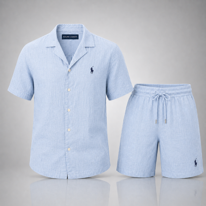 Ralph Lauren Set: Polo Shirt + Linen Shorts – Includes a Free Dior Sauvage (100 ml)