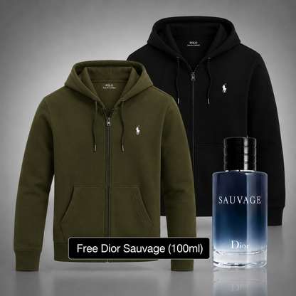 Set of 2 Ralph Lauren Zip-Up Hoodies – Get a Free Sauvage Dior (100 ml)