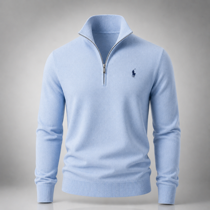Elegant Ralph Lauren Half-Zip Knit Sweater with High Collar