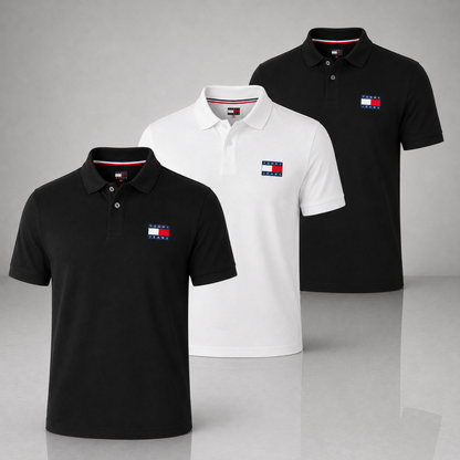 Set of 3 Tommy Hilfiger Polo Shirts – Get a Free Sauvage Dior (100 ml)