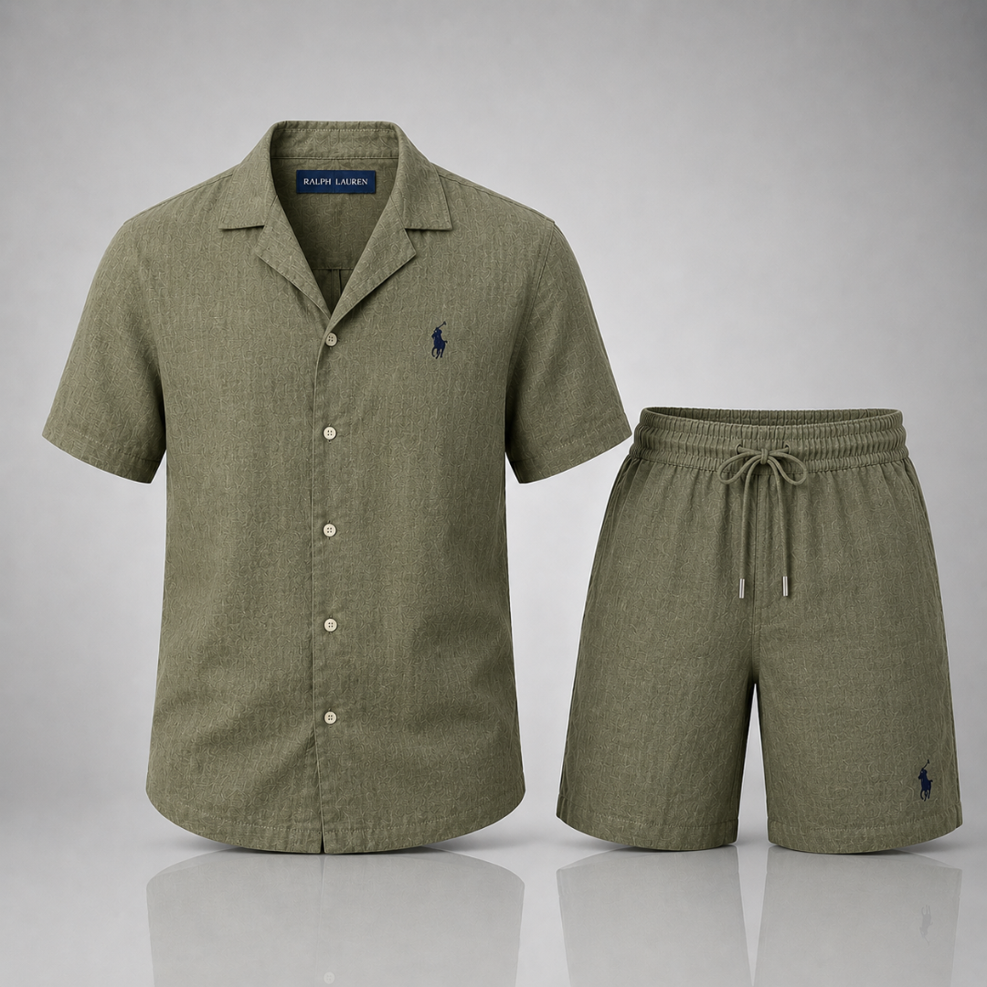 Ralph Lauren Set: Polo Shirt + Linen Shorts – Includes a Free Dior Sauvage (100 ml)