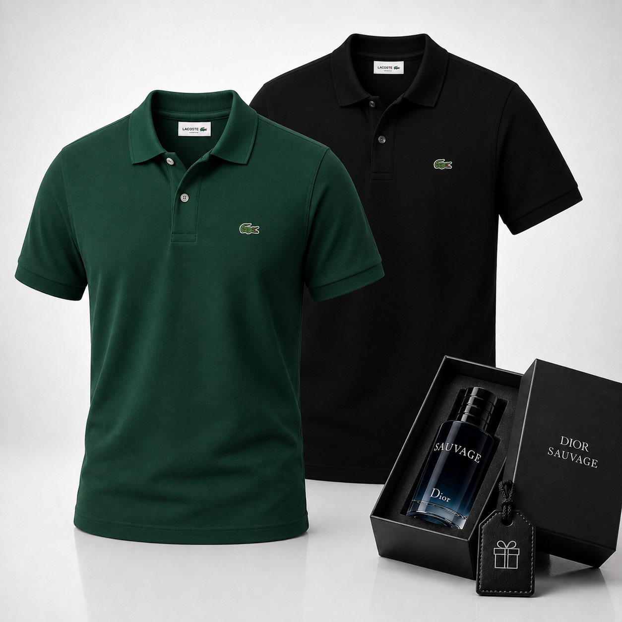 Lacoste Set: 2 Polo Shirts – Includes a Free Dior Sauvage (100 ml)