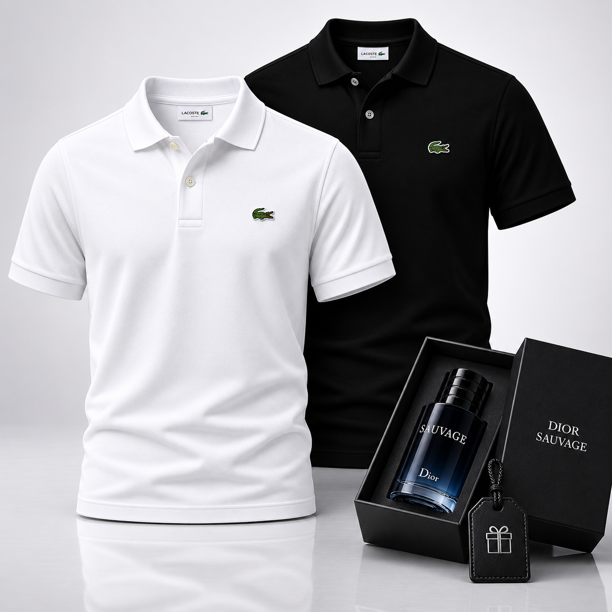 Lacoste Set: 2 Polo Shirts – Includes a Free Dior Sauvage (100 ml)