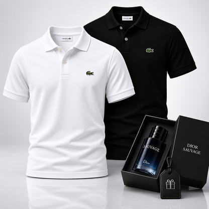 Lacoste Set: 2 Polo Shirts – Includes a Free Dior Sauvage (100 ml)