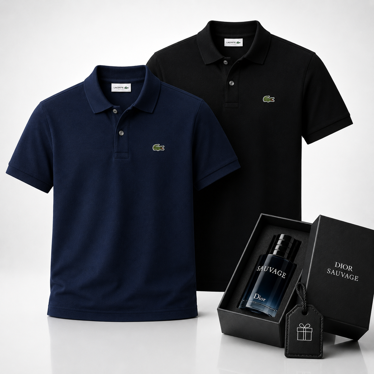 Lacoste Set: 2 Polo Shirts – Includes a Free Dior Sauvage (100 ml)