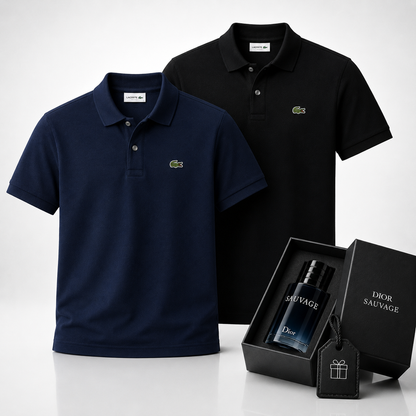 Lacoste Set: 2 Polo Shirts – Includes a Free Dior Sauvage (100 ml)