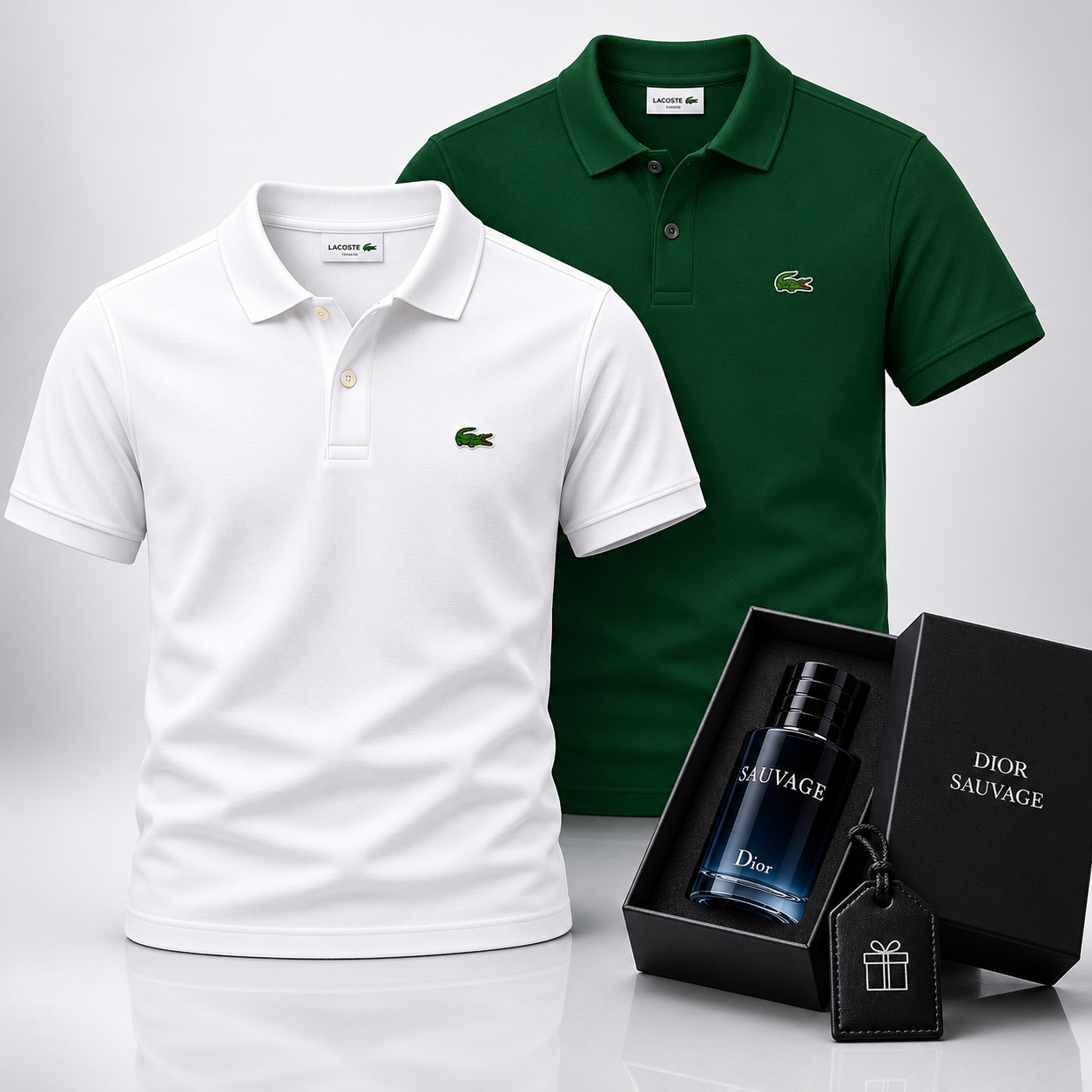 Lacoste Set: 2 Polo Shirts – Includes a Free Dior Sauvage (100 ml)