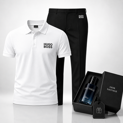 Hugo Boss Set: Polo Shirt + Dress Pants – Includes a Free Dior Sauvage (100 ml)