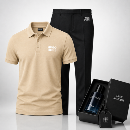 Hugo Boss Set: Polo Shirt + Dress Pants – Includes a Free Dior Sauvage (100 ml)