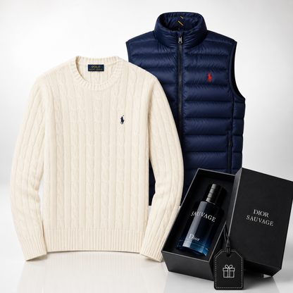 Ralph Lauren Set: Knit Sweater & Vest – Includes a Free Dior Sauvage (100 ml)