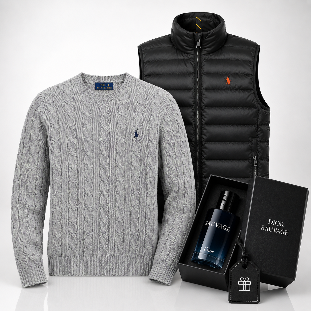 Ralph Lauren Set: Knit Sweater & Vest – Includes a Free Dior Sauvage (100 ml)