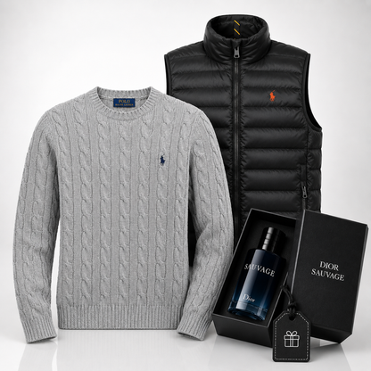 Ralph Lauren Set: Knit Sweater & Vest – Includes a Free Dior Sauvage (100 ml)