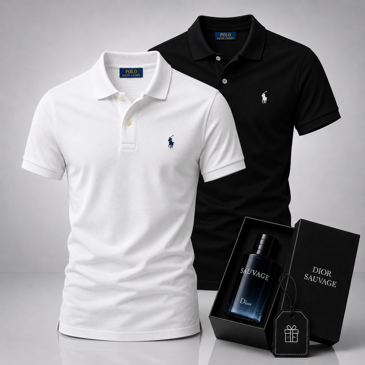 Ralph Lauren Set: 2 Polo Shirts – Includes a Free Dior Sauvage (100 ml)