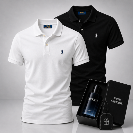 Ralph Lauren Set: 2 Polo Shirts – Includes a Free Dior Sauvage (100 ml)