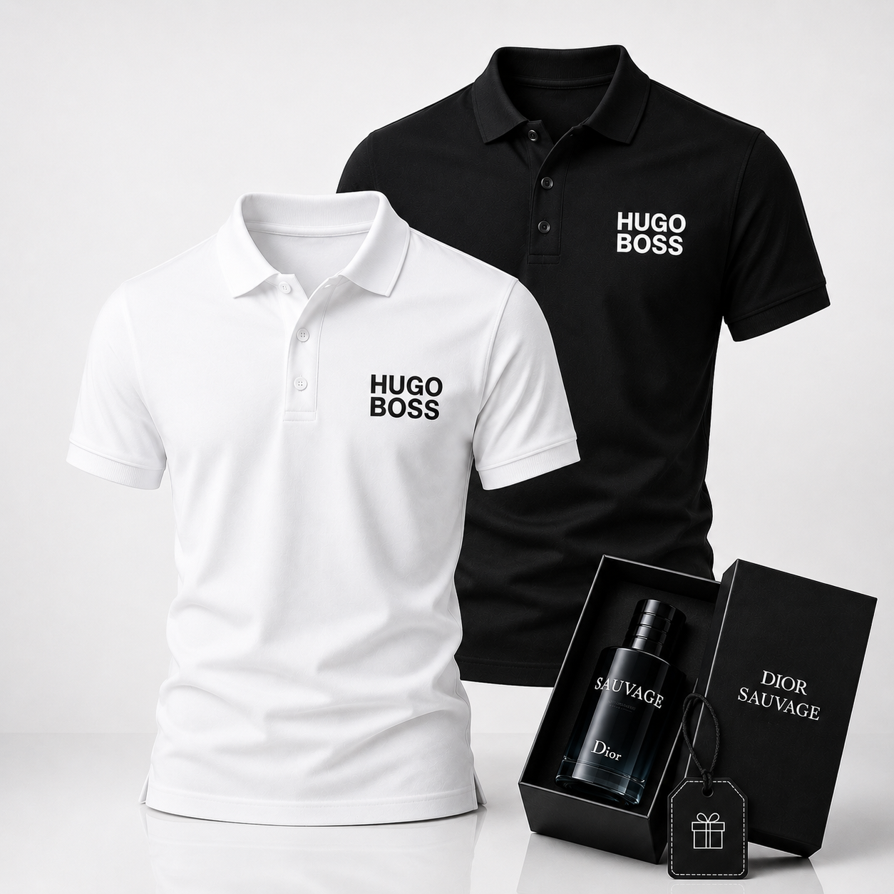 Hugo Boss Set: 2 Polo Shirts – Includes a Free Dior Sauvage (100 ml)