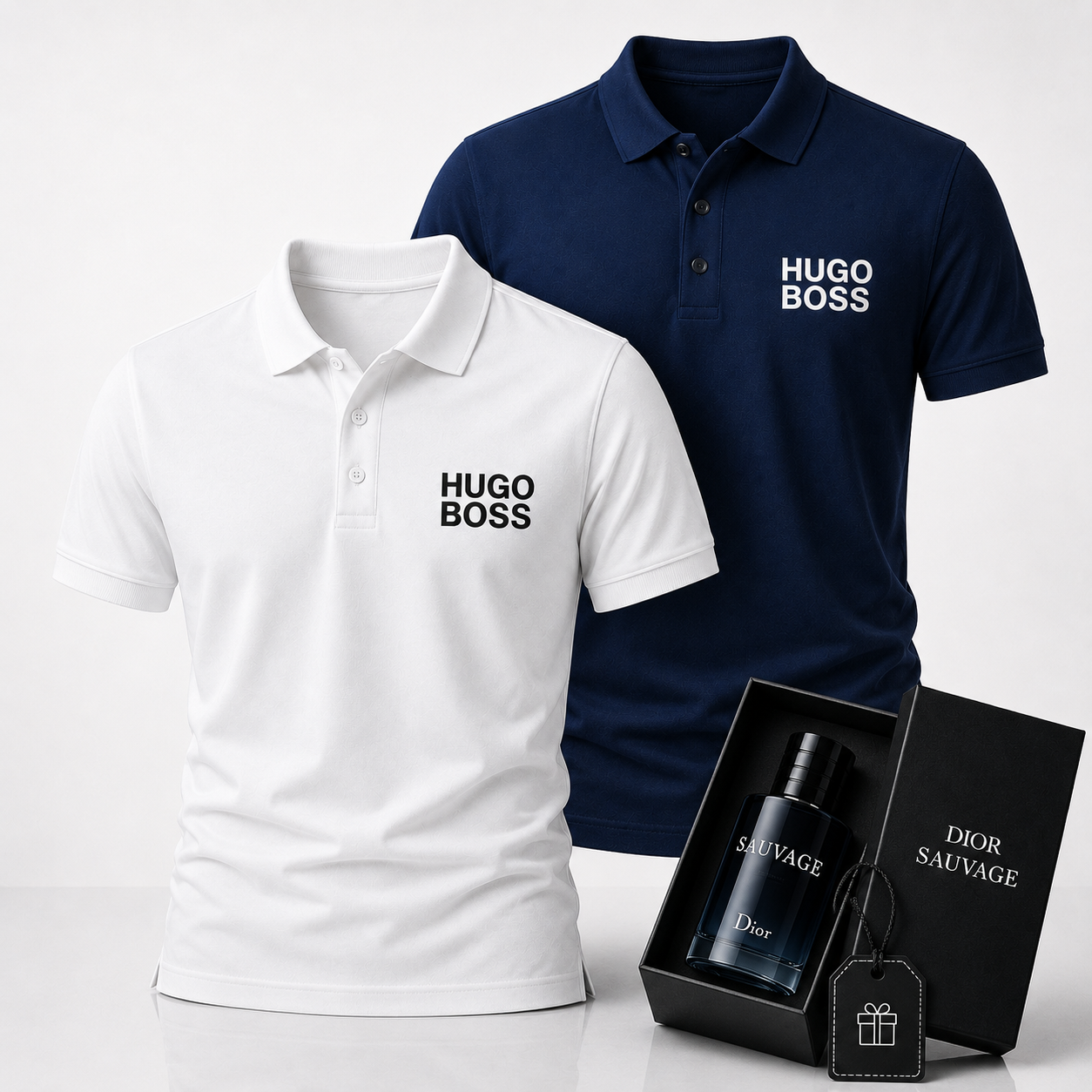 Hugo Boss Set: 2 Polo Shirts – Includes a Free Dior Sauvage (100 ml)