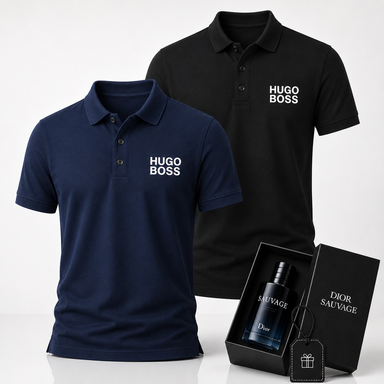 Hugo Boss Set: 2 Polo Shirts – Includes a Free Dior Sauvage (100 ml)