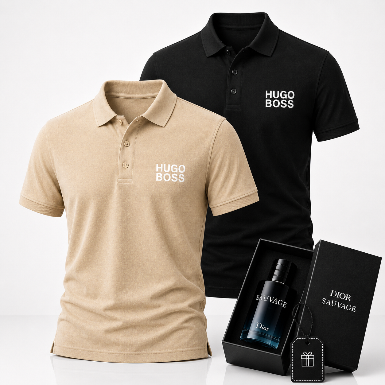Hugo Boss Set: 2 Polo Shirts – Includes a Free Dior Sauvage (100 ml)