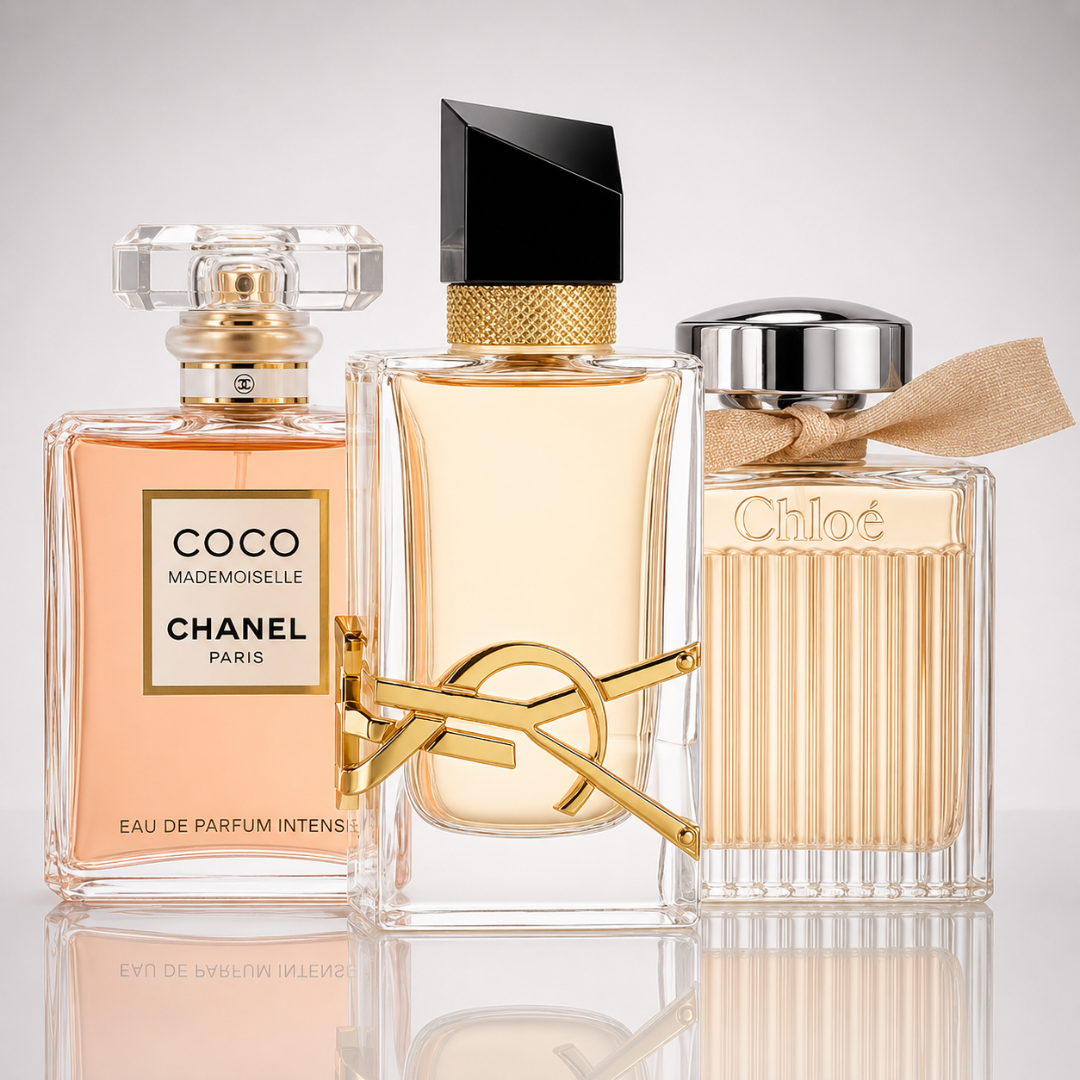 Combo of 3 Women's Perfumes – Coco Mademoiselle by Chanel, Libre by Yves Saint Laurent, and Chloé Signature