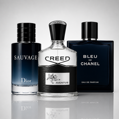 Combo of 3 men’s perfumes – Dior Sauvage, Bleu de Chanel and Creed Aventus