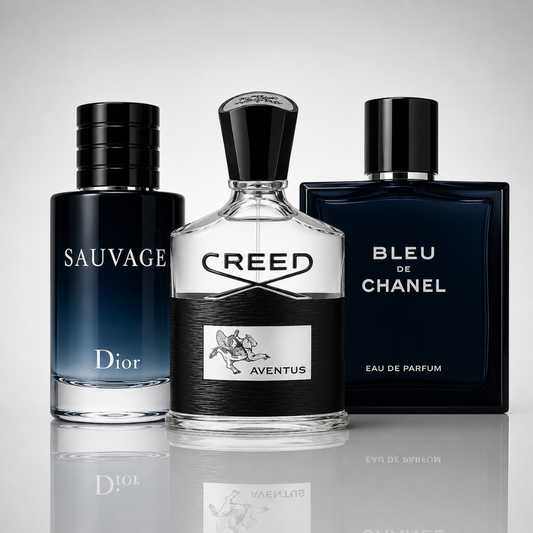 Combo of 3 men’s perfumes – Dior Sauvage, Bleu de Chanel and Creed Aventus
