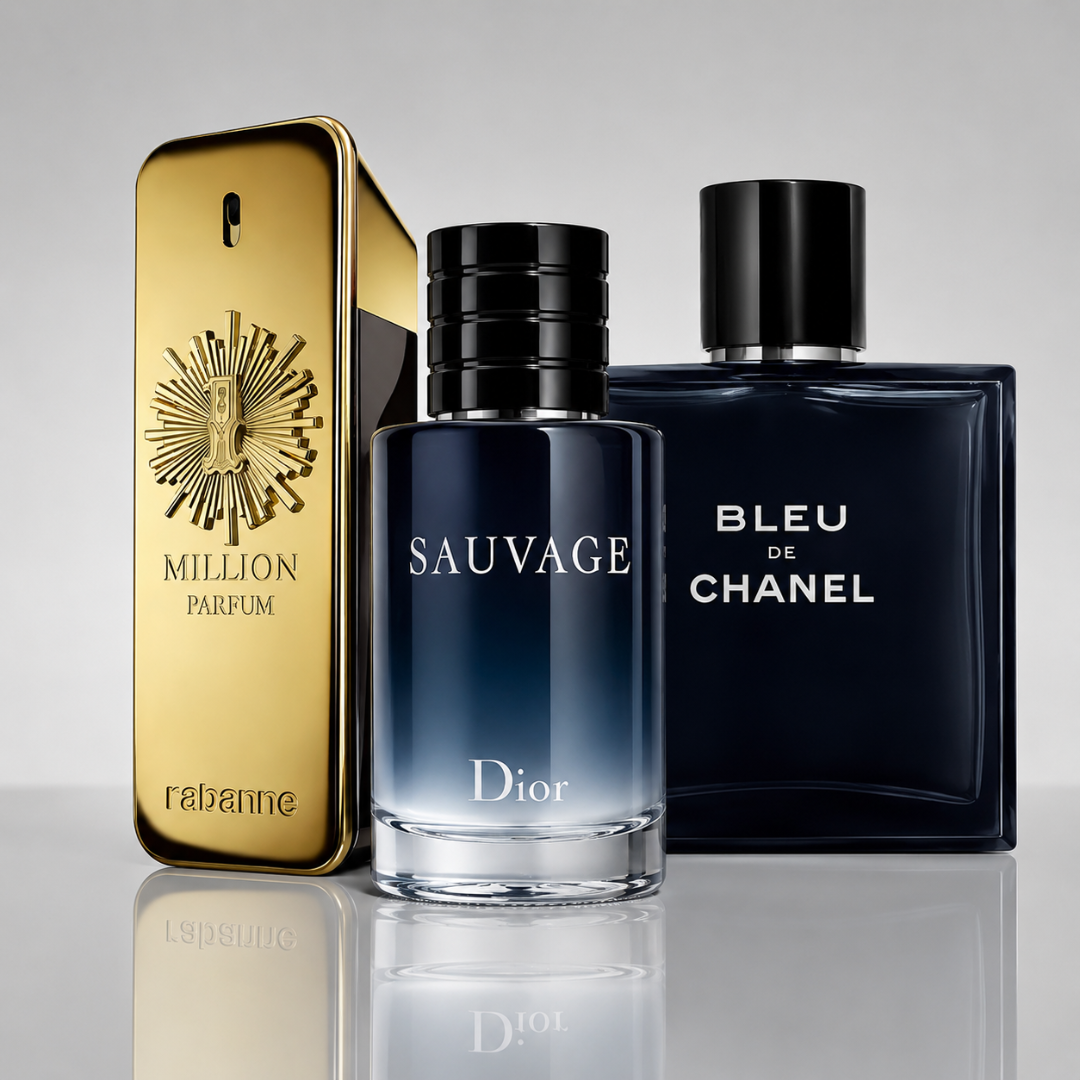 Combo of 3 men’s perfumes – Dior Sauvage, Bleu de Chanel and Paco Rabanne 1 Million