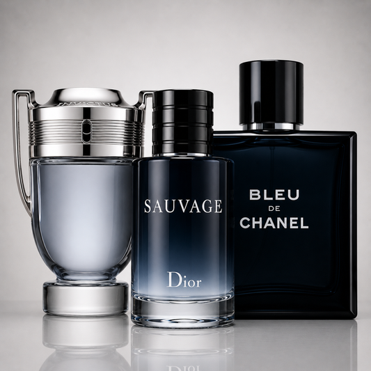 Combo of 3 men’s perfumes – Dior Sauvage, Bleu de Chanel and Paco Rabanne Invictus
