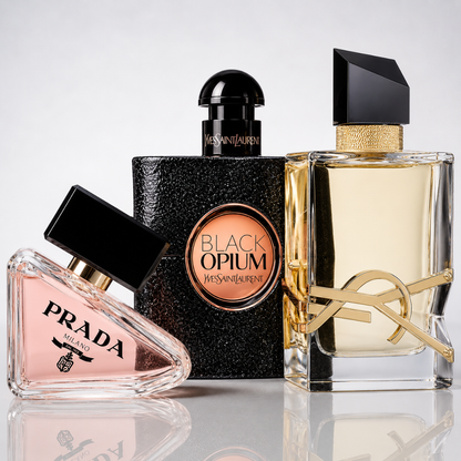 Set of 3 women’s perfumes – Prada Paradoxe, Yves Saint Laurent Black Opium, Yves Saint Laurent Libre